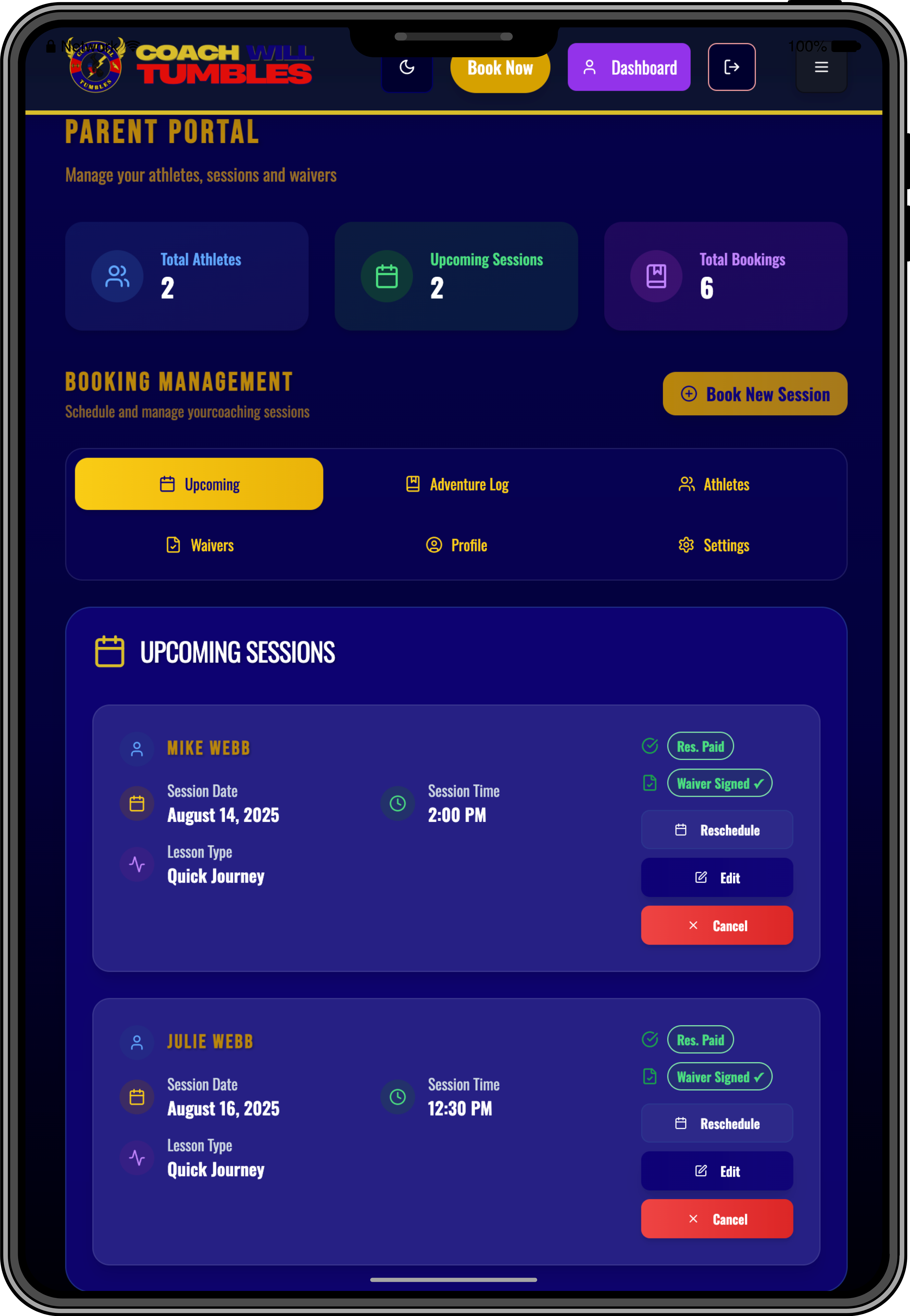 Gymnastics Lesson Booking Platform project photo